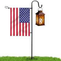  Roll over image to zoom in       LOPANNY Garden Flag Holder Stand - Upgraded 45IN Garden Flag Pole with 2 Spring Stoppers and 1 Clip, Yard Garden Flag Holder for Small Flags(Without Solar Lights & Flag)