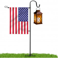  Roll over image to zoom in       LOPANNY Garden Flag Holder Stand - Upgraded 45IN Garden Flag Pole with 2 Spring Stoppers and 1 Clip, Yard Garden Flag Holder for Small Flags(Without Solar Lights & Flag)